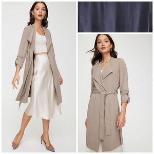 Aritzia Babaton Quincey Draped Trench Jacket Blue Small Classic Quiet Luxury